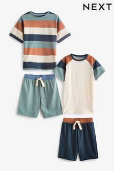 Blue/Neutral Stripe 2 Pack Short Pyjamas (3-16yrs) (C40749) | €22 - €30