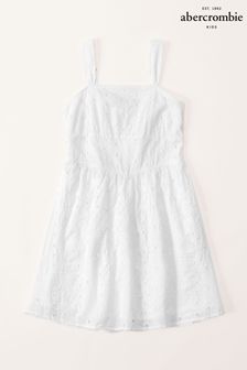 Abercrombie & Fitch White Floral Embroidered Easter Dress (C40786) | €25
