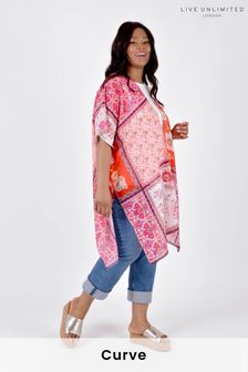 Live Unlimited Red Curve Floral Scarf Print Kimono Blouse (C40851) | 40 €