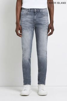 River Island Grey Skinny Fit Ripped Jeans (C40874) | ₪ 256