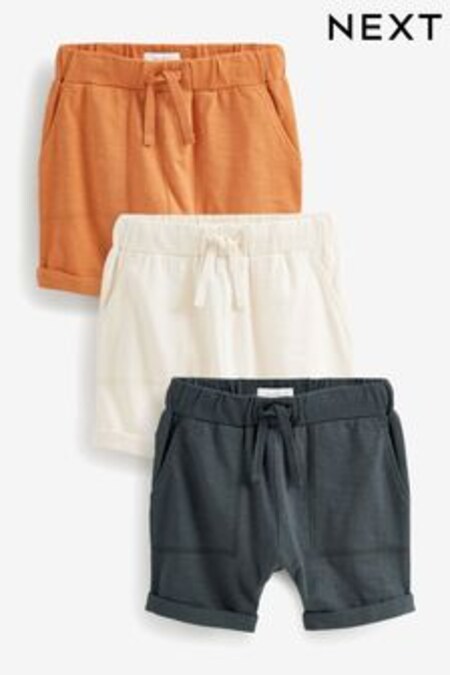 Naranja/antracita/neutro - Pack de 3 pantalones cortos ligeros de punto (3 meses-7 años) (C40983) | 21 € - 26 €