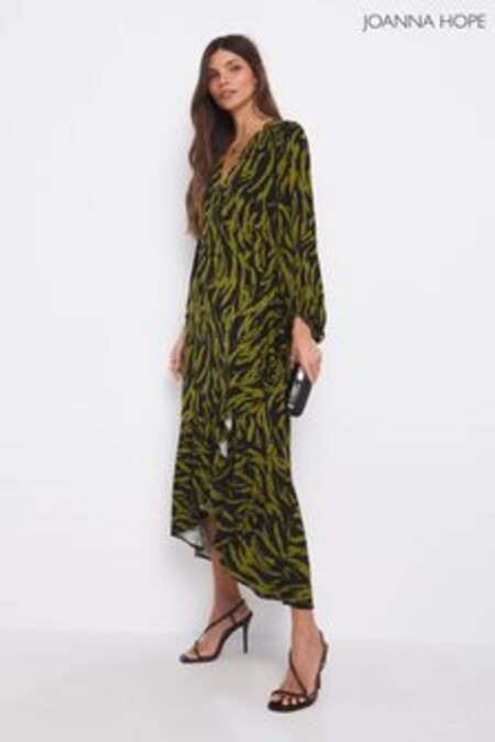 Joanna Hope Print Black Wrap Dress (C41029) | $107