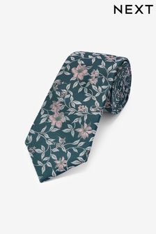 Green Floral Regular Pattern Tie (C41088) | $18