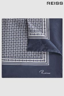 Темно-синий / Цвет слоновой кости - Платок для нагрудного кармана с геометрическим узором и шелковым рисунком Reiss Martino (C41105) | €58