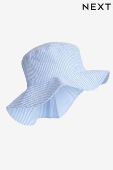 Blue Stripe Embroidered Floral Low Back Bucket Hat (3mths-10yrs) (C41296) | €9 - €11