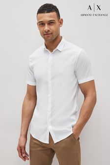 أبيض - قميص قابل للتمدد بكم قصير من Armani Exchange (C41370) | 542 ر.س