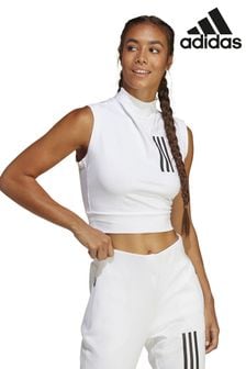 adidas White Mission Victory Sleeveless Cropped Top (C41638) | €21.50