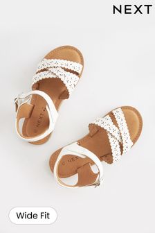 White Wide Fit (G) Scallop Detail Sandals (C41644) | €18 - €25