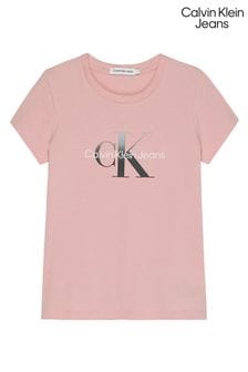 Calvin Klein Mädchen T-Shirt mit Farbverlauf und Monogramm, Pink (C41697) | 31 €