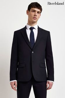 River Island Blue Skinny Twill Suit: Jacket (C41794) | $107