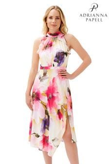 Adrianna Papell Pink Printed Chiffon Dress (C41828) | €86