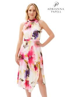 Adrianna Papell Pink Printed Chiffon Dress (C41828) | €113