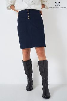 Crew Clothing Company Navy Blue Cotton  A-Line Skirt (C41988) | €36
