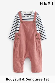 Rust Brown Baby 2 Piece Dungarees and Bodysuit Set (0mths-2yrs) (C42038) | $36 - $39