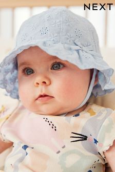 Blue Broderie Baby Hat (0mths-2yrs) (C42184) | €7
