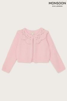 Monsoon Pink Fluffy Gem Collar Bolero Cardigan (C42373) | €38 - €44