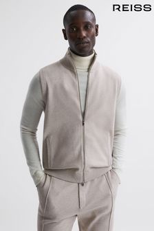Reiss Oatmeal Melange Bristol Knitted Sleeveless Zip-Through Vest (C42379) | €225