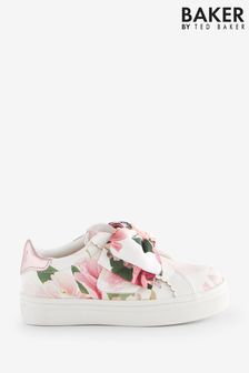 Baker by Ted Baker Girls Floral Printed Bow White Trainers (C42385) | €57