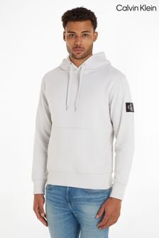 Calvin Klein Grey Woven Badge Hoodie (C42413) | $154