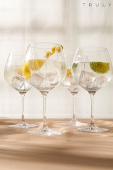 Truly Set of 4 Clear Soho Cut Crystal Gin Glasses (C42421) | €79