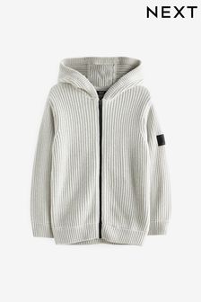 Grey Knitted Zip Through Hoodie (3-16yrs) (C42450) | €28 - €35