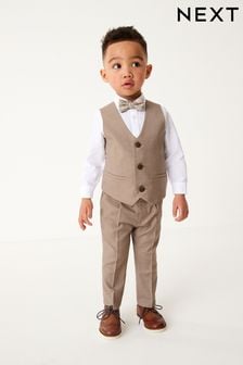 Stone 4pc Waistcoat, Shirt, Trouser & Bow Tie Set (3mths-9yrs) (C42537) | €39 - €45