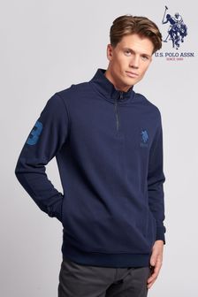 U.S. Polo Assn. Mens Navy Blazer Basic 1/4 Zip Funnel Sweatshirt (C42606) | $132