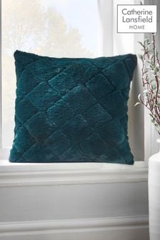 Catherine Lansfield Green Cosy Diamond Cushion (C42626) | $35