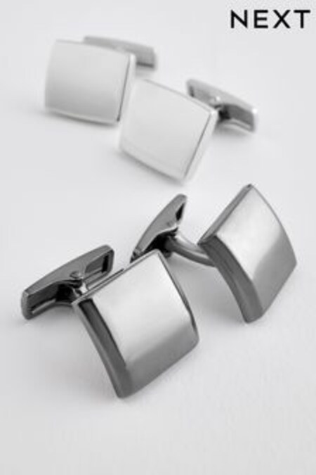 Silver Tone/Gunmetal Double Cufflink Set (C42658) | $44