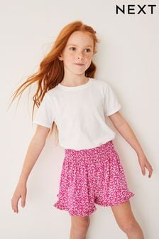 Rose/Blanc Floral Imprimé - Jolies Shorts super douces (3-16 ans) (C42821) | €7 - €10
