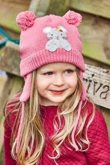 JoJo Maman Bébé Pink Mouse Appliqué Hat (C42867) | AED92