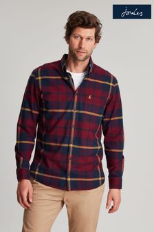 Joules Classic Fit Red Buchannan Long Sleeve Brushed Shirt With Back Pleats (C42869) | €30