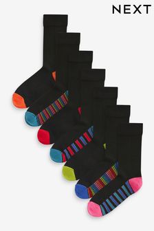 Black Stripe 7 Pack Mens Cotton Rich Socks (C42874) | 19 €