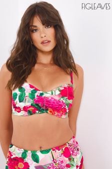Figleaves Red Floral Fantasy Underwired Ruched Bikini Top (C42897) | €27