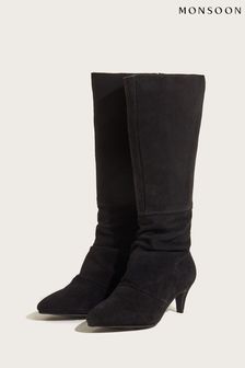Monsoon Black Long Slouch Suede Boots (C43044) | SGD 192