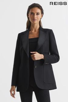 Reiss Black Alana Single Breasted Tailored Blazer (C43182) | $398