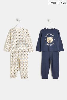 River Island Blue Bear Pyjamas 2 Pack (C43261) | 160 LEI