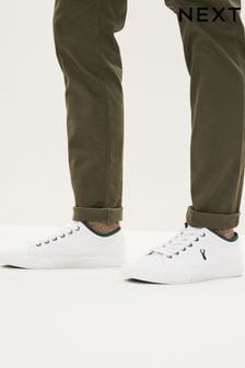 White Collared Canvas Trainers (C43329) | kr376