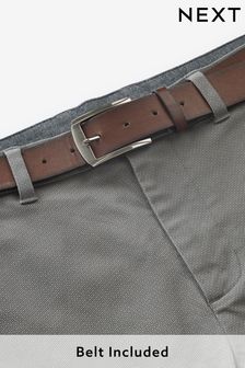 Motivo geometrico grigio - Vestibilità attillata / Slim Con cintura - Pantaloni chino morbido (C43333) | €42