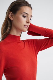 Reiss Red Sasha Merino Wool Split Sleeve Jumper (C43489) | AED634