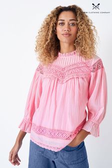 Różowa bawełniana bluzka Crew Clothing Company z haftem w stylu casual (C43593) | 177 zł
