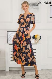 Jolie Moi Blue Sherya Jersey Angel Sleeve Maxi Dress (C43594) | €65