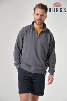 Burgs Grey Upton Long Sleeve Half Zip Sweatshirt (C43604) | ₪ 224