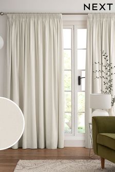 Light Natural Cotton Lined Pencil Pleat Curtains (C43688) | €21 - €95