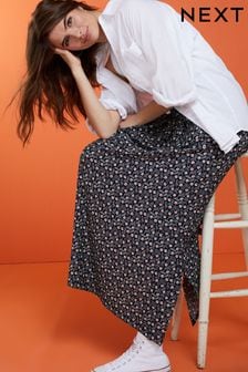 海軍藍碎花 - Pleat Front Detail Maxi Skirt (C43708) | NT$820