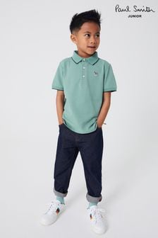 Zielony - Chłopięca koszulka polo z krótkim rękawem Paul Smith Junior z motywem zebry i logo (C43713) | 270 zł