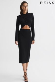 Reiss Black Ellen Cut-Out Dress (C43845) | €280