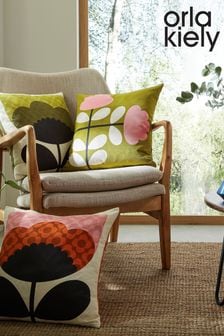 Orla Kiely Green Spring Bloom Reversible Cushion (C43876) | SGD 87