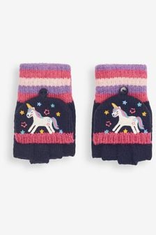 JoJo Maman Bébé Navy Unicorn Embroidered Gloves (C43948) | €7.50