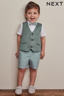  (C44063) | HK$340 - HK$393 薄荷綠色 - 西裝背心、襯衫、短褲和蝴蝶結領帶套裝 (3個月至9歲)